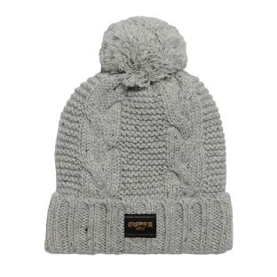 Bonnet Gris Femme Superdry Cable Knit Beanie vue 0