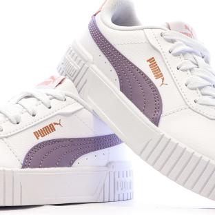 Baskets Blanc/Rose Fille Puma Carina vue 0