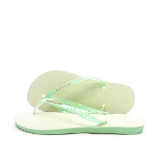 Tongs Vertes Femme Havaianas Hav Slim Glitter Flourish pas cher