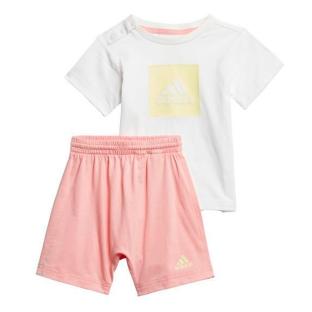 Ensemble Blanc/Rose Bébé Adidas Logo Summer pas cher