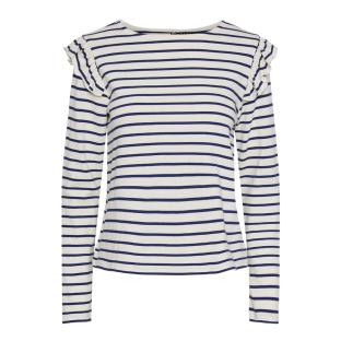 T-Shirt Rayure Marine/Blanc Femme Pieces Niana pas cher