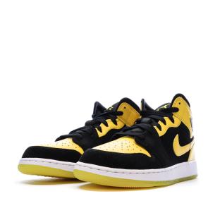 Air Force 1 Baskets Noires/Jaunes Garçon Nike vue 6