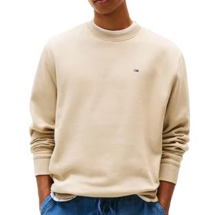 Sweat Beige Homme Tommy Jeans Flag Crew pas cher