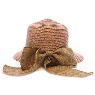 Chapeau de soleil en paille rose Via Lorenzo Pan Coupe Ocean vue 0