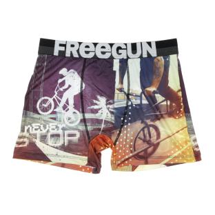 Boxer Violet/Jaune à Imprimés Homme Freegun NIN pas cher