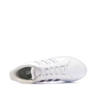 Baskets Blanches/Violette Femme Adidas Courtpoint vue 4