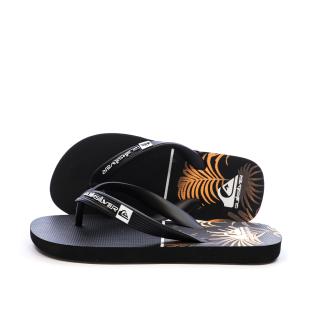 Tongs Noir/Orange Garçon Quiksilver Java Quik pas cher
