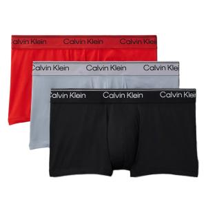 X3 Boxers Noir/Rouge/Gris Homme Calvin Klein Jeans Low Rise Trunk vue 0
