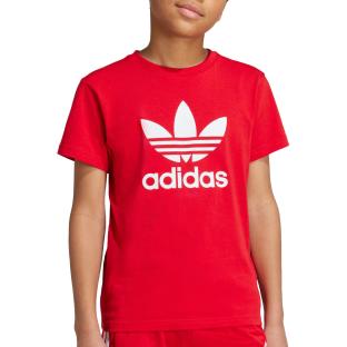 T-Shirt Rouge Mixte Adidas Trefoil vue 0