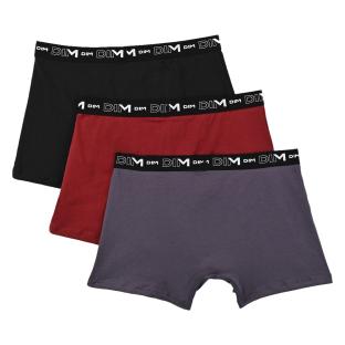 X3 Boxers Noir/Rouge/Violet Homme Dim Coton Stretch vue 0