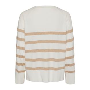 Pull Blanc/Doré à rayures Femme Pieces Sia vue 2