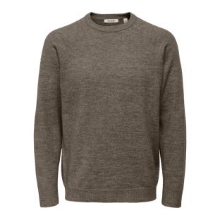 Pull Marron Chiné Homme Only & Sons Thomas pas cher