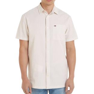 Chemisette Manches Courtes Blanc/Beige Homme Tommy Hilfiger Reg Stripe Seers pas cher