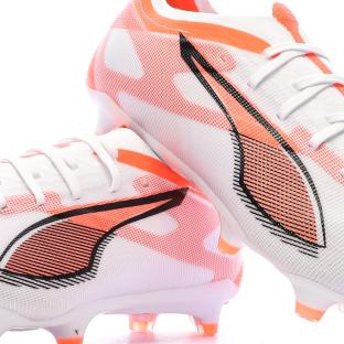 Chaussures de football Blanches/Oranges Homme Puma Ultra 5 Match vue 0