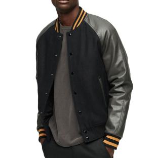 Bomber Noir Homme Superdry College Varsity pas cher