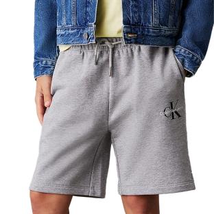 Short Gris Garçon Calvin Klein Jeans Monogram Relaxed pas cher
