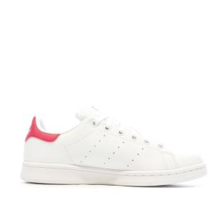 Baskets Blanches/Roses Fille Adidas Stan Smith J vue 2