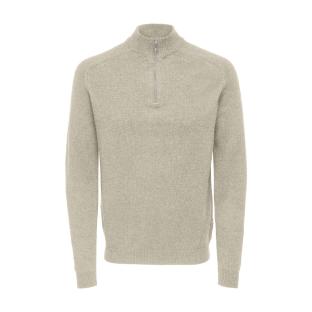 Pull 1/4 Zip Beige Homme Only & Sons Reg 7 pas cher
