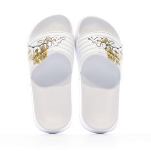 Claquettes Blanche/Marron Femme Kappa Noles vue 3