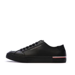 Baskets Noires Cuir Homme Tommy Hilfiger Core Corporate Vulc pas cher