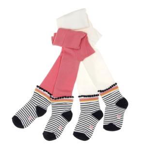 X2 Collants Rose/Blanc Fille EOM Aflirt pas cher