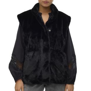 Gilet Fausse Fourrure Noir Femme Vero Moda Japoppy pas cher