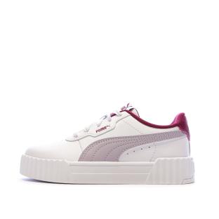 Baskets Blanches/Mauves Fille Puma Carina 3.0 pas cher