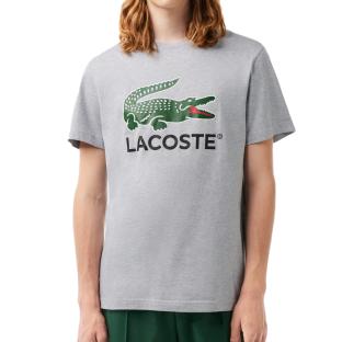 T-shirt Gris Homme Lacoste Signature pas cher