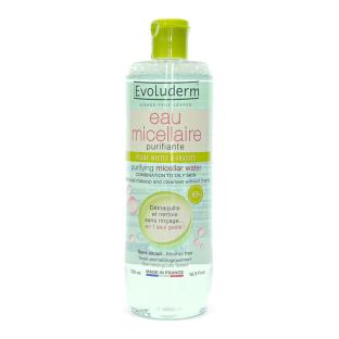 Eau Micellaire Démaquillante Peaux Mixtes à Grasses EVOLUDERM 500 ml pas cher