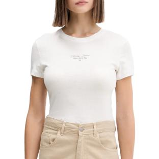 T-Shirt Slim Blanc Femme Tommy Hilfiger Logo pas cher