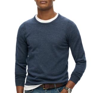 Pull Marine Homme Superdry Merino Crew Jumper pas cher