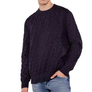 Pull Marine Homme Calvin Klein Jeans Rel Aop pas cher