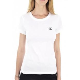 T-Shirt Blanc Femme Calvin Klein Jeans Embroidery Slim pas cher