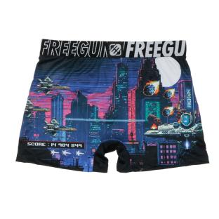 Boxer Noir/Blanc/Bleu à Imprimés Homme Freegun CIT pas cher