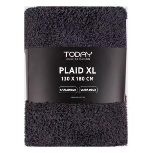Plaid Gris Today Teddy Fusain 130x180 cm vue 0