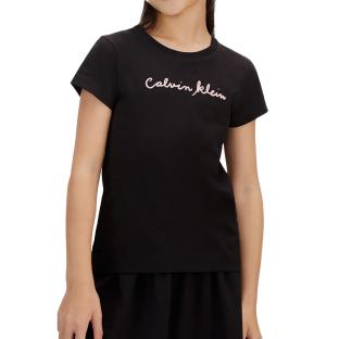 T-Shirt Noir/Rose Fille Calvin Klein Jeans Script Logo vue 0