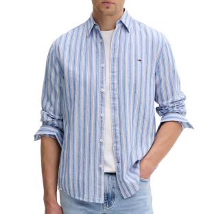 Chemise Bleu/Blanc Homme Tommy Hilfiger Tjm Reg Linen pas cher