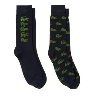 2x Paires de Chaussettes Marines/Vertes Homme Lacoste RA1513 pas cher