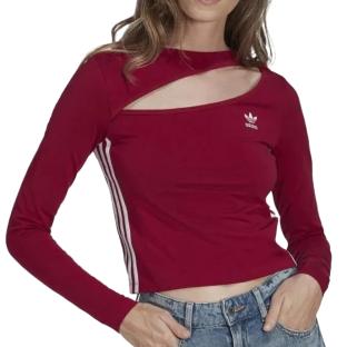 T-Shirt Manches Longues Bordeaux Femme Adidas Cut vue 0