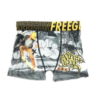 Boxer Gris/Jaune Garçon Freegun Skate pas cher