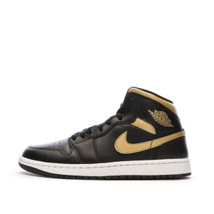 Air Jordan 1 Mid Baskets Noir/Doré Homme Nike pas cher