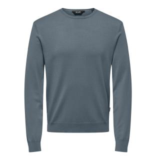 Pull Bleu Gris Homme Only & Sons Life Crew Knit vue 0