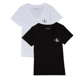 2x T-Shirt Blanc/Noir Femme Calvin Klein Jeans J20J223447 pas cher