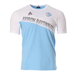 Aviron Bayonnais T-shirt Blanc/Bleu Homme Le Coq Sportif Fanwear pas cher