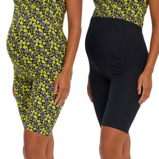 X2 Shorts de Grossesse Noir/Jaune Femme Mamalicious Biker pas cher