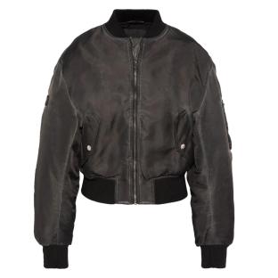 Veste Bomber Femme Noir Schott Oversize Washed vue 0