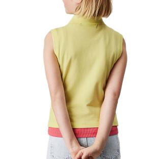 Polo Jaune Fille Calvin Klein Jeans Sleeve vue 3