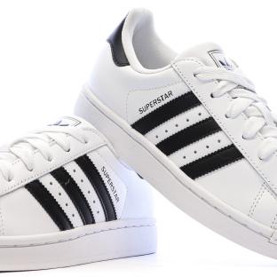 Baskets Blanc/Noir Junior Adidas Superstar II vue 7