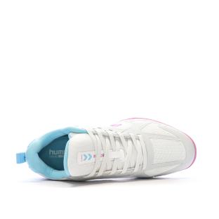 Chaussures de sport en salle Blanches/Rose/Bleu Femme Hummel Speed Court vue 4