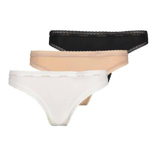 X3 Strings Blanc/Beige/Noir Femme Calvin Klein Jeans Thong pas cher